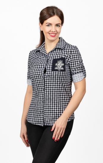 Рубашка на пуговицах с принтом, чернильный (617-1) - фото 2