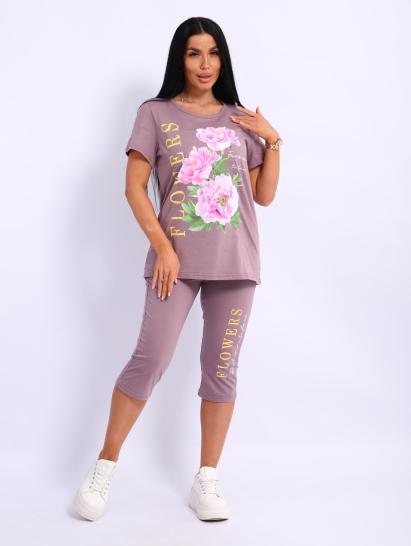 Костюм с бриджами, принт (00978, капучино) - фото 1