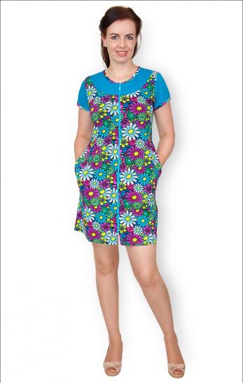 Халат женский на молнии, бирюзовый (259-1) - фото 1