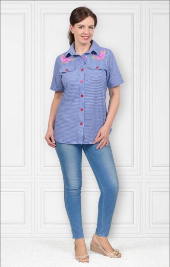 Рубашка на пуговицах "полоска", принт (463-1) - фото 1