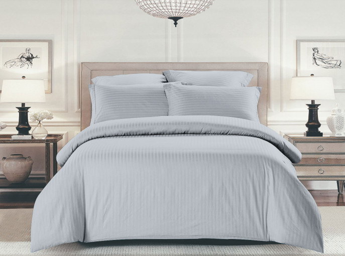 Наволочка Шпинель безупречный серый страйп-сатин - фото 1