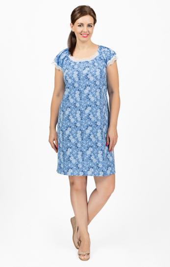 Сорочка с кружевом стрейч, голубой (801-19) - фото 1