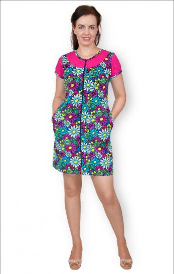 Халат женский на молнии, малиновый (259-2) - фото 1