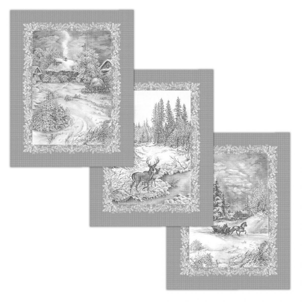 Набор полотенец Зимушка рогожка - фото 1 Набор полотенец Зимушка рогожка - фото 1