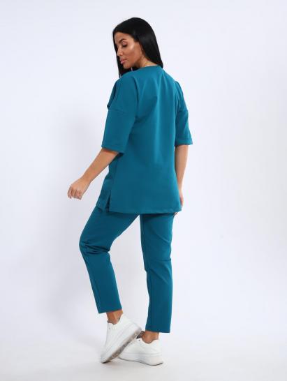 Костюм с брюками, футер с лайкрой (01048 вид 2, бирюзовый) - фото 5