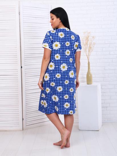 Халат женский на молнии с карманами, ромашка, индиго (893-2) - фото 7