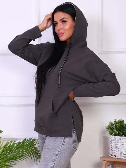 Толстовка с капюшоном, футер с лайкрой, мокрый асфальт (844-4) - фото 5