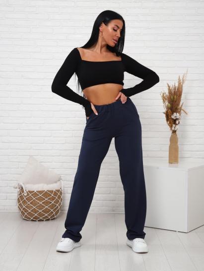 Брюки с карманами футер с лайкрой (01038, темно-синий) - фото 11