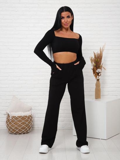 Брюки с карманами футер с лайкрой (01038, черный) - фото 11