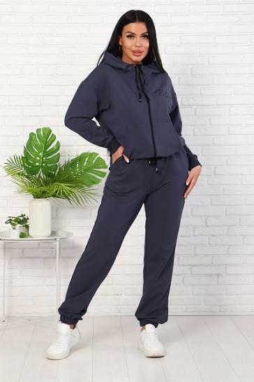 Костюм с брюками, футер с лайкрой 2-х нитка, антрацит (907 вид 2) - фото 1