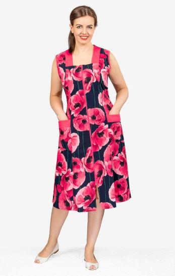 Халат на молнии с карманами, малина (631-4) - фото 1