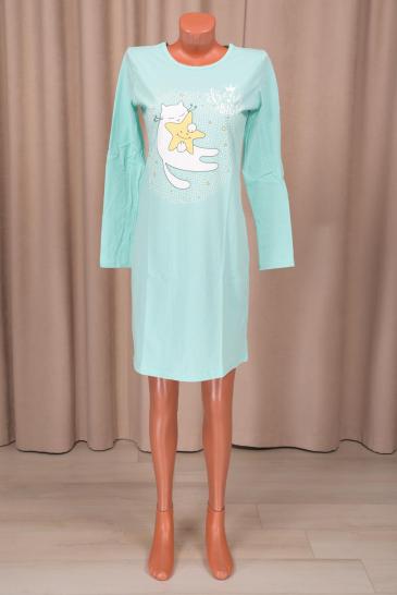 Сорочка с длинным рукавом, принт (0788, мятный) - фото 1