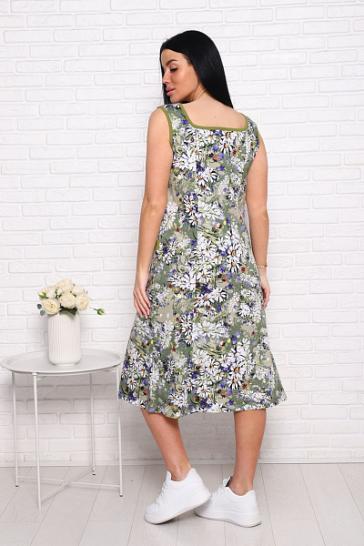 Сарафан с карманами (00981 вид 2, зеленый) - фото 2