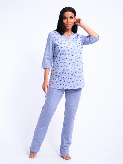 Пижама с брюками футер с начёсом (01059, голубой) - фото 1