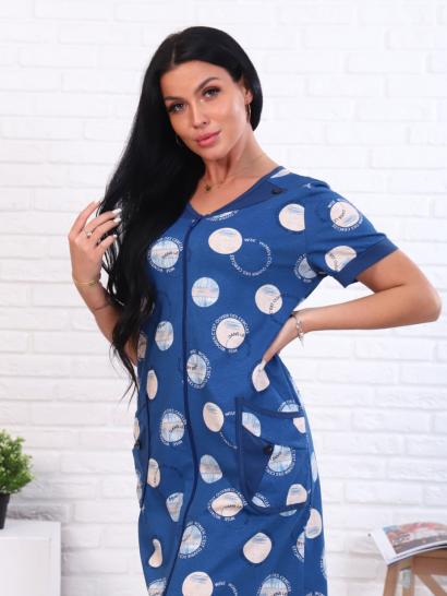 Халат женский на молнии с карманами, индиго (843-5) - фото 4