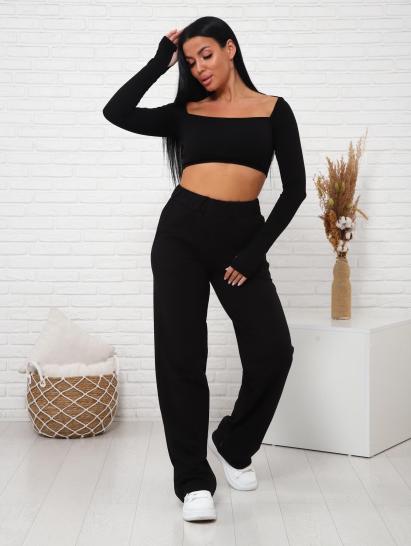 Брюки с карманами футер с лайкрой (01038, черный) - фото 12