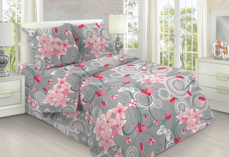 Наволочка Орхидея серый бязь - фото 1