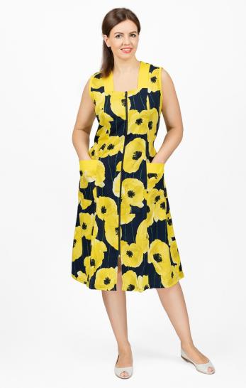 Халат на молнии с карманами, желтый (631-2) - фото 1