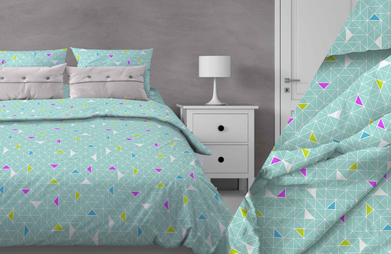 Ткань Треугольники бирюзовый Бязь 150 см  - фото 2