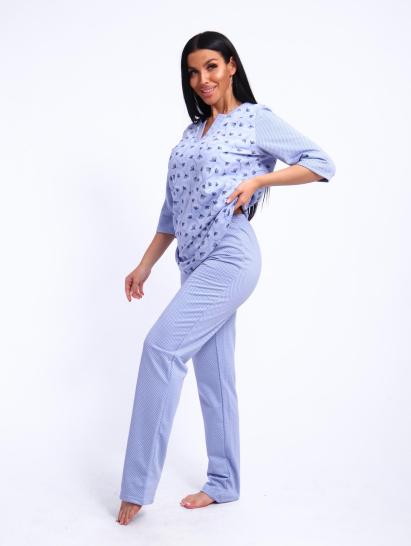 Пижама с брюками футер с начёсом (01059, голубой) - фото 11