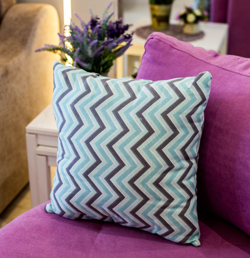 Подушка декоративная зигзаг бирюзовый - фото 1