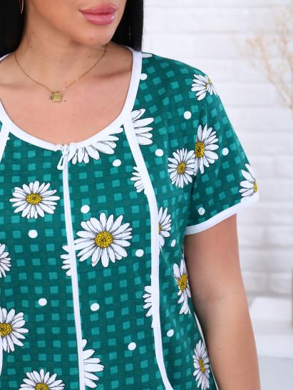 Халат женский на молнии с карманами, ромашка, изумруд (893-3) - фото 2