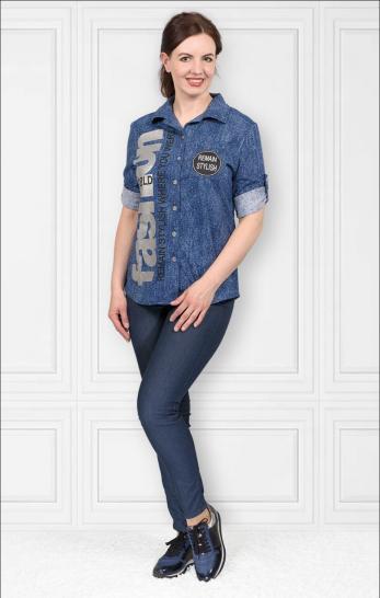 Рубашка на пуговицах с двойным принтом (466-1) - фото 1