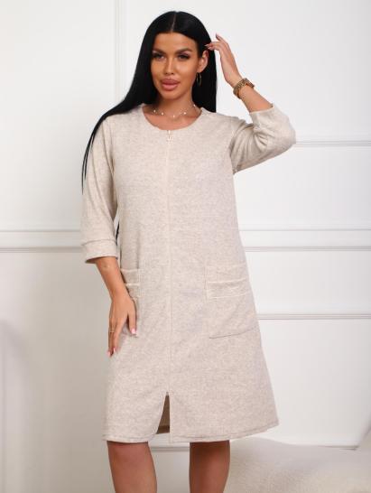 Халат махровый на молнии (01075, светло-бежевый) - фото 7