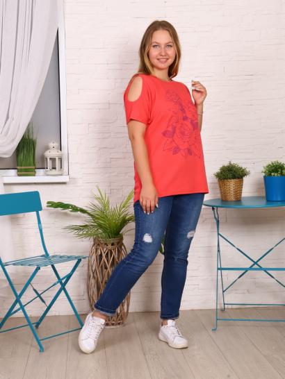 Футболка интерлок, принт, коралл (722-4 кулирка с лайкрой) - фото 2