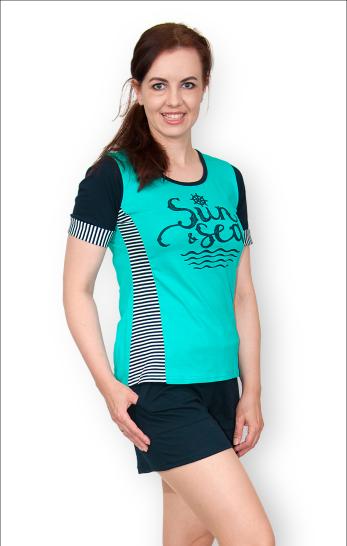 Костюм с шортами "Морячка", принт, изумруд (381-4) - фото 3