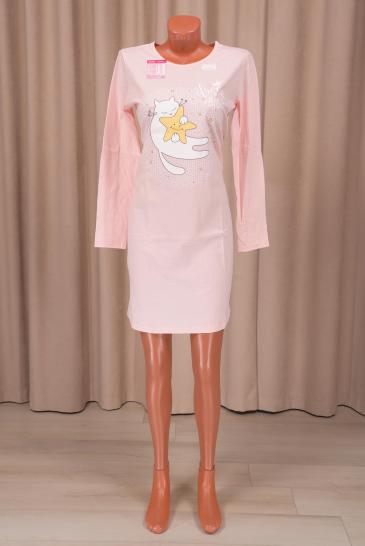 Сорочка с длинным рукавом, принт (0788, персиковый) - фото 1