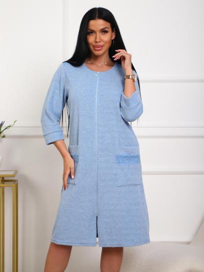 Халат махровый на молнии (01075, голубой) - фото 7