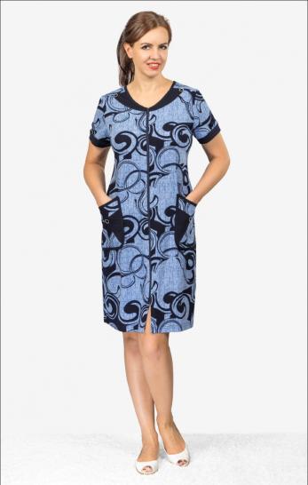 Халат женский на молнии, голубой (512-2) - фото 1