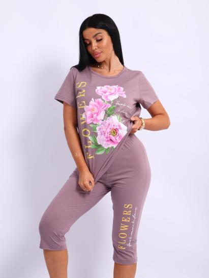 Костюм с бриджами, принт (00978, капучино) - фото 8