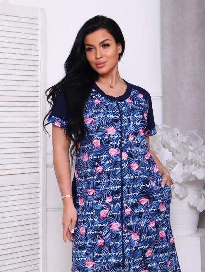 Халат женский на молнии с карманами, синий (908-1) - фото 4