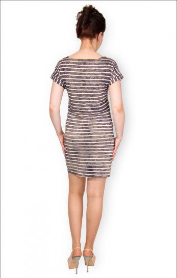 Платье - туника, вискозное (батик), "Полоска, сепия" (355-3) - фото 3