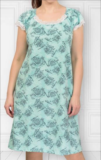 Сорочка с кружевом стрейч, НОВИНКА ментол (236-9) - фото 2