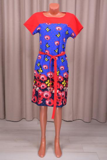 Платье трикотажное с поясом (210-23) - фото 1