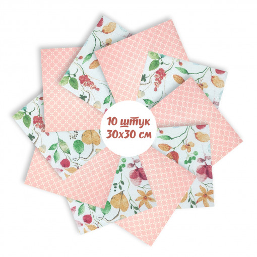 Набор лоскута Весеннее настроение розовый (10 лоскутов 30*30 см) - фото 2