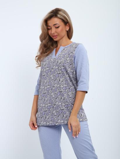 Пижама с брюками футер с начёсом (01059, серо-голубой) - фото 4