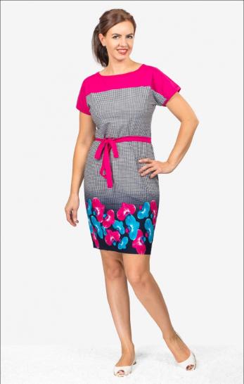 Платье трикотажное с поясом (210-17) - фото 1