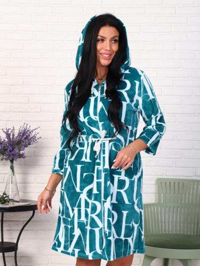 Халат велюровый на молнии с капюшоном, изумруд (868-5) - фото 4