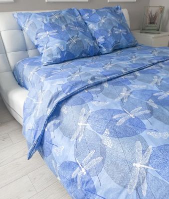 Комплект постельного белья Стрекозы голубой бязь - фото 3