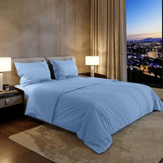 Пододеяльник Шпинель небесный страйп-сатин - фото 1