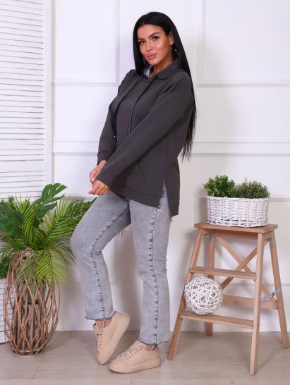 Толстовка с капюшоном, футер с лайкрой, мокрый асфальт (844-4) - фото 9