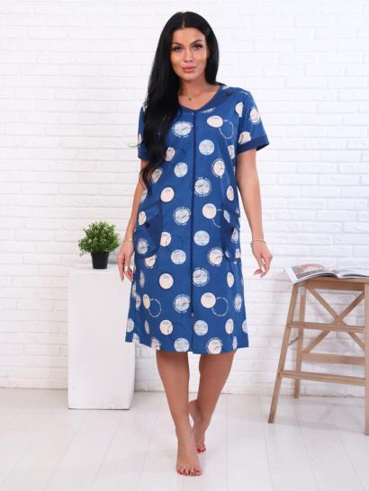 Халат женский на молнии с карманами, индиго (843-5) - фото 1