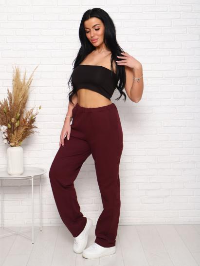 Брюки с карманами, футер с лайкрой 2-х нитка (00965, бордо) - фото 9