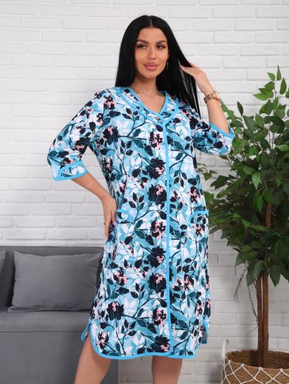 Халат женский на пуговицах с карманами (01076, бирюзовый) - фото 5