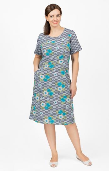 Платье трикотажное с карманами, бирюза (640-1) - фото 1