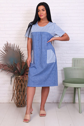 Платье с карманами, голубой (925 вид 2) - фото 1